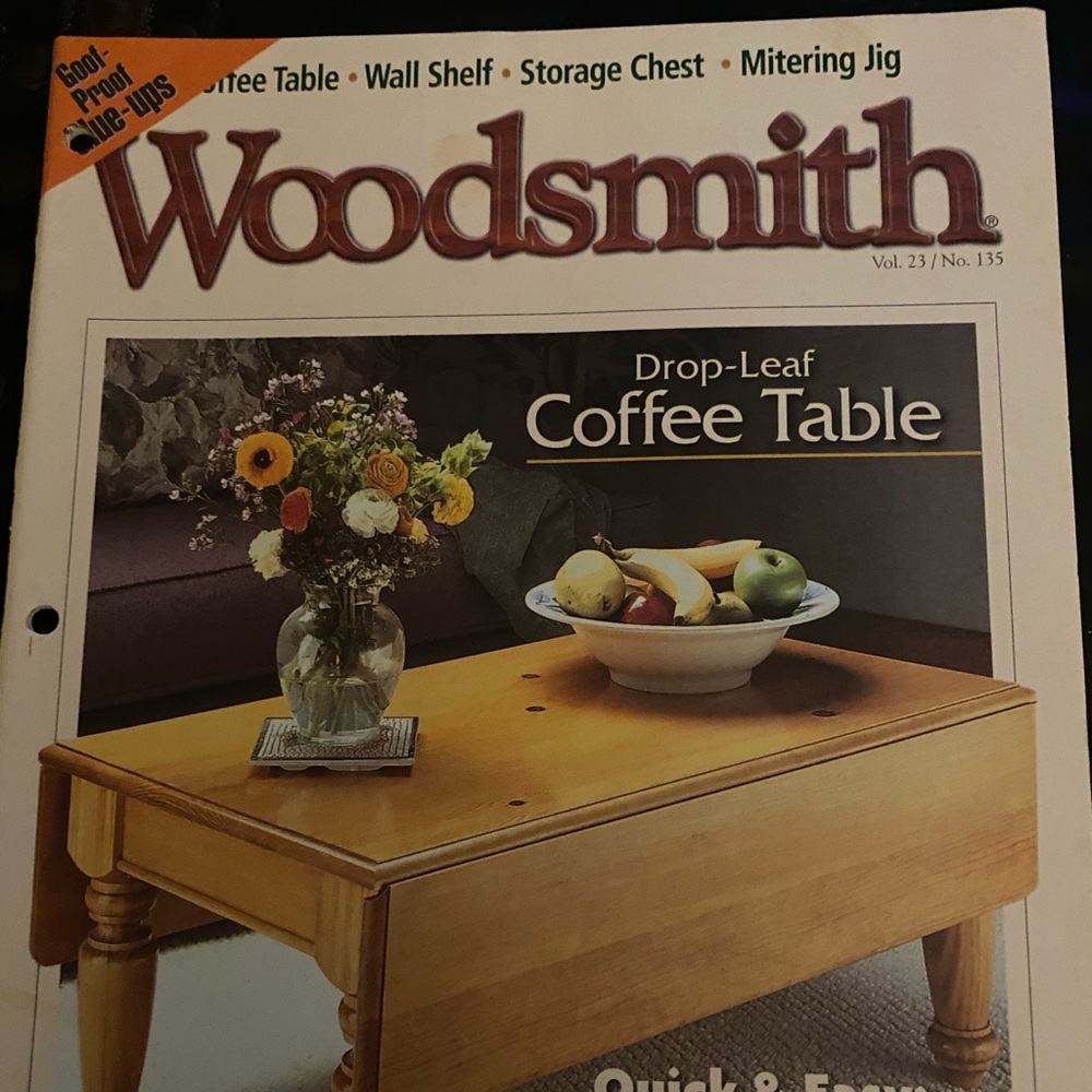 🎉5/$10🎉 Woodsmith magazine vol 23 number 135 June 2001 drop leaf coffee table